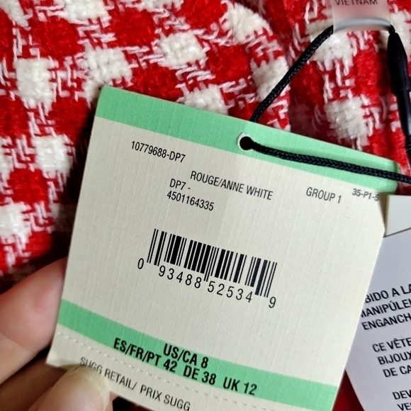 NWT Anne Klein red houndstooth open blazer sz 8 - Picture 6 of 7